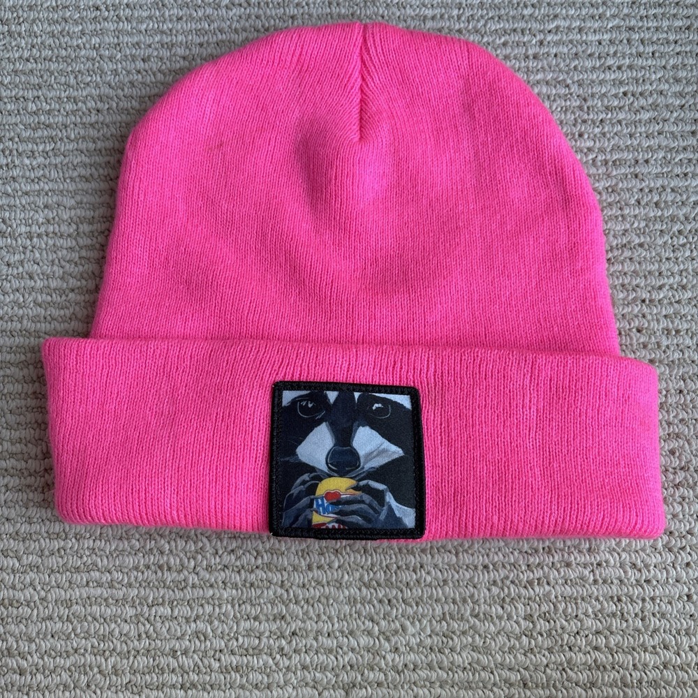 Raccoon hot pink winter cuff cap by FLYN